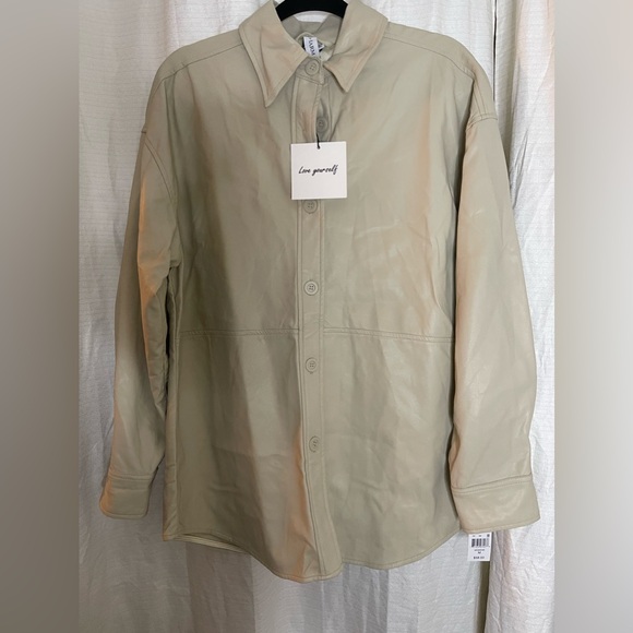 Grace + Karma Beige Vegan Leather Shacket NWT - Picture 5 of 6